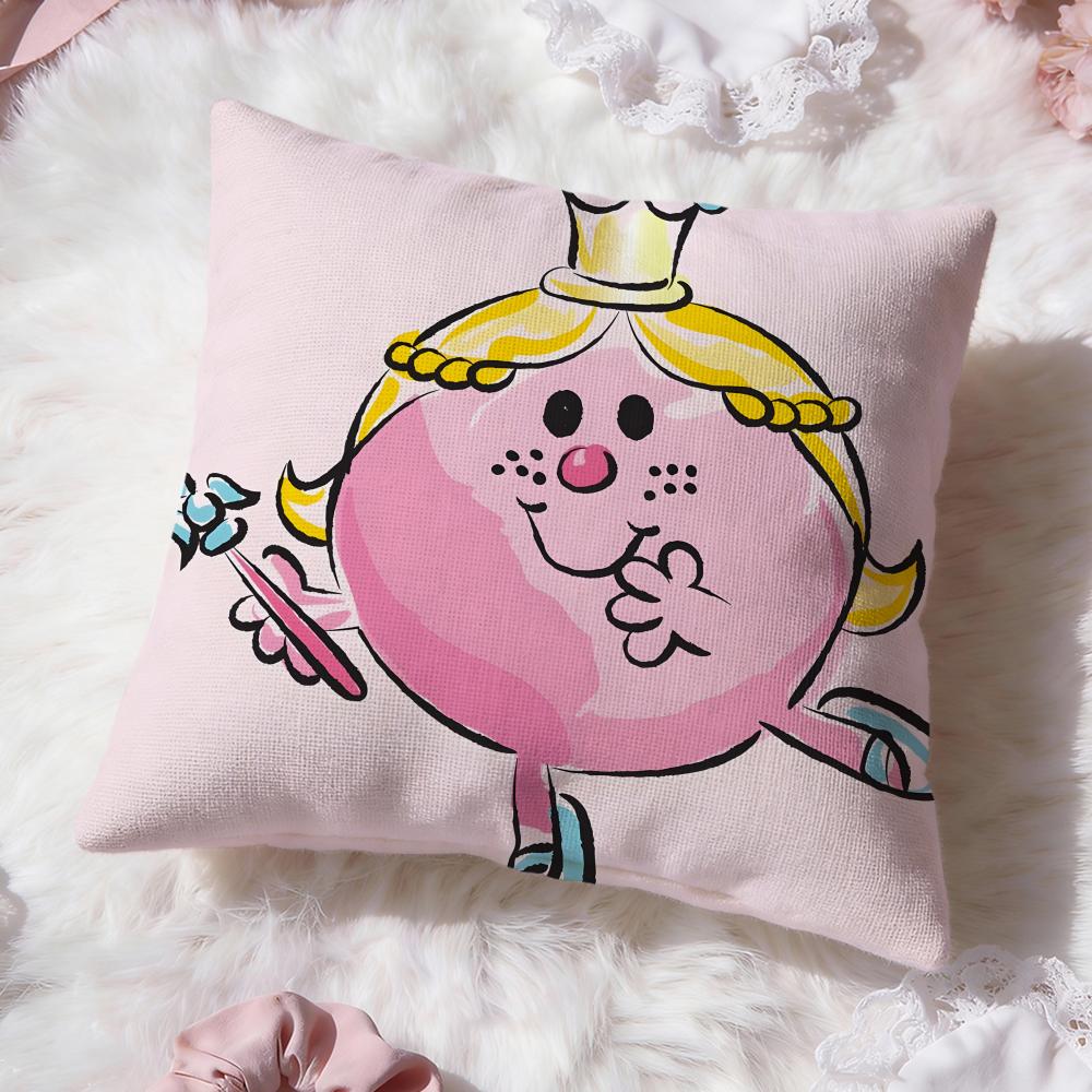 cute Mr. Men and Little Miss Cushion Cover Premium Comfort Reversible Pillow Cove -Two in One Design for Any Room & Car Interior