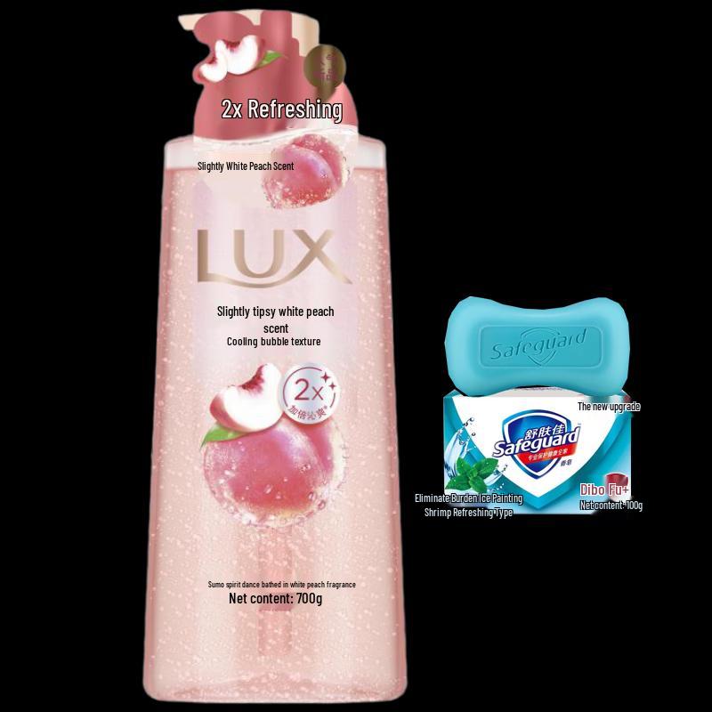 Lux White Peach Shower Gel & Peppermint Soap Set