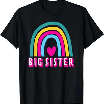 Family Big Girl Daughter Of Mama And Dad Rainbow Sister T Shirt