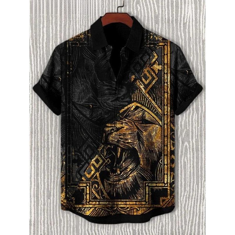 2026 Vintage African Style Men's Retro Ethnic Tribal Short Sleeve Shirts Tops Fashion Casual Streetwear Men's Shirts
