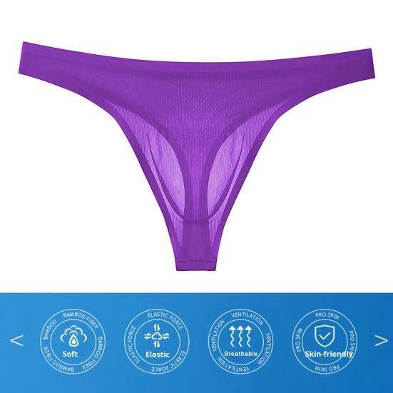 Men Thong Low-rise Solid Color Slim Fit Panties 3D U-Convex Breathable Smooth Lines Comfortable Waistband Briefs