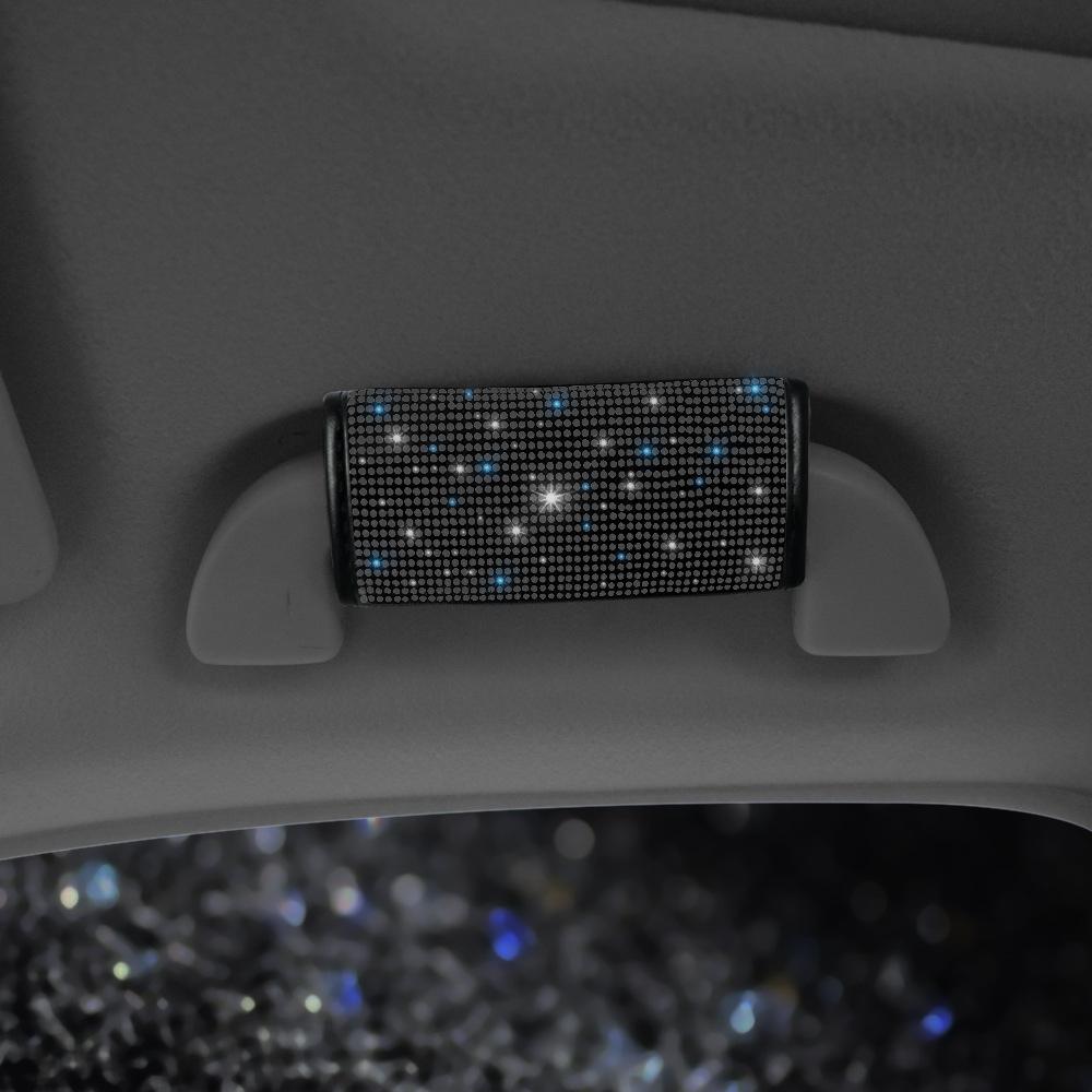 Zestaw do dekoracji samochodu z czarnymi diamentami: Pokrowce na kierownicę i uchwyty