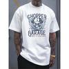 European Sizes Men's Pure White T - Shirt: Revved-Up Rebel: Chopper Garage Tee