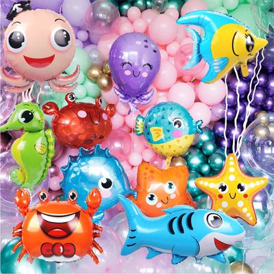 Miniaturowe balony foliowe z motywem zwierząt, seria Linda Ocean, 16 cali, losowy asortyment, 10 sztuk