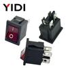 6A 250VAC KCD1-104 Rocker Switch 4pin On Off DPST 12V 220V Red Lamp Black Latching 15x21 Rocekr Switch