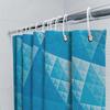 Modern Blue Geometric Shower Curtain Set, Waterproof Polyester Fabric for Bathroom Decor Bath Mat, Rods Rings