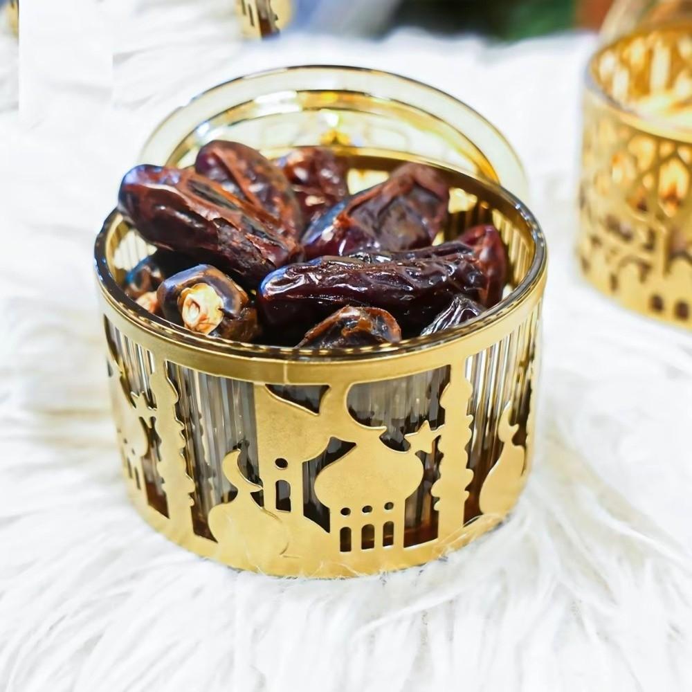 with Lid Eid Mubarak Snack Tray Metal Middle Dessert Tray Storage Box  Table Centerpiece