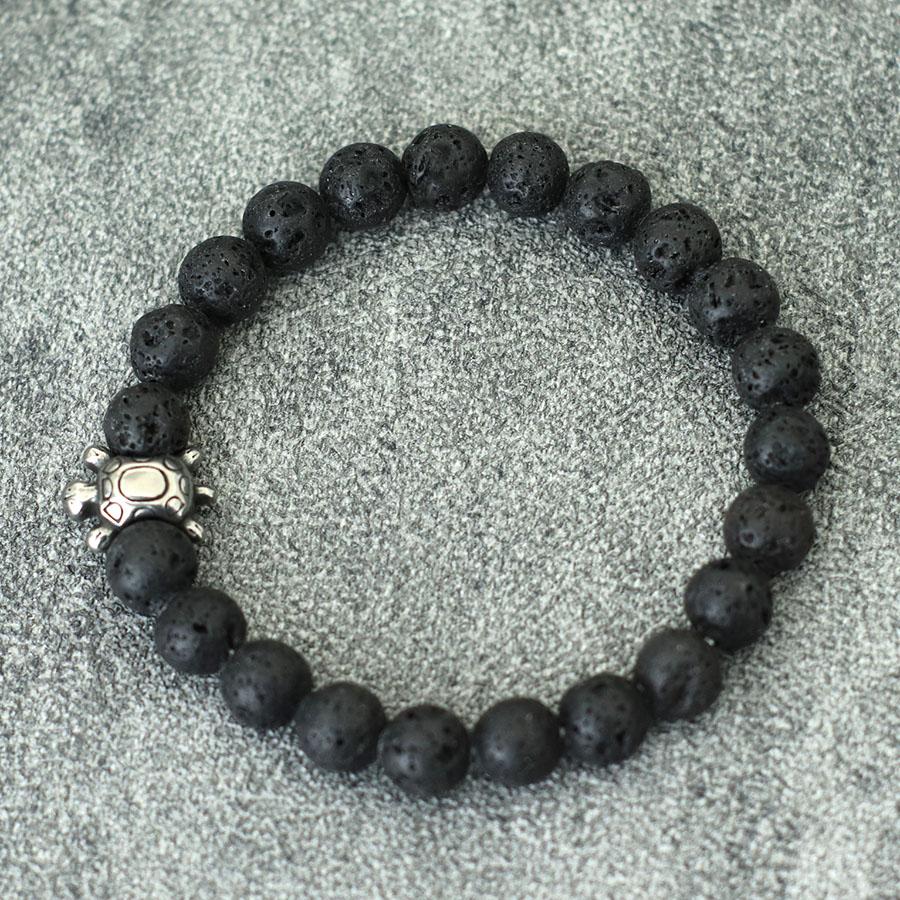 

Simple Style Natural Stone Beaded Bracelet For Men Stainless Steel Turtle Braslet Surfer Nautical Ocean Cuckold Braclet Pulsera лавовый