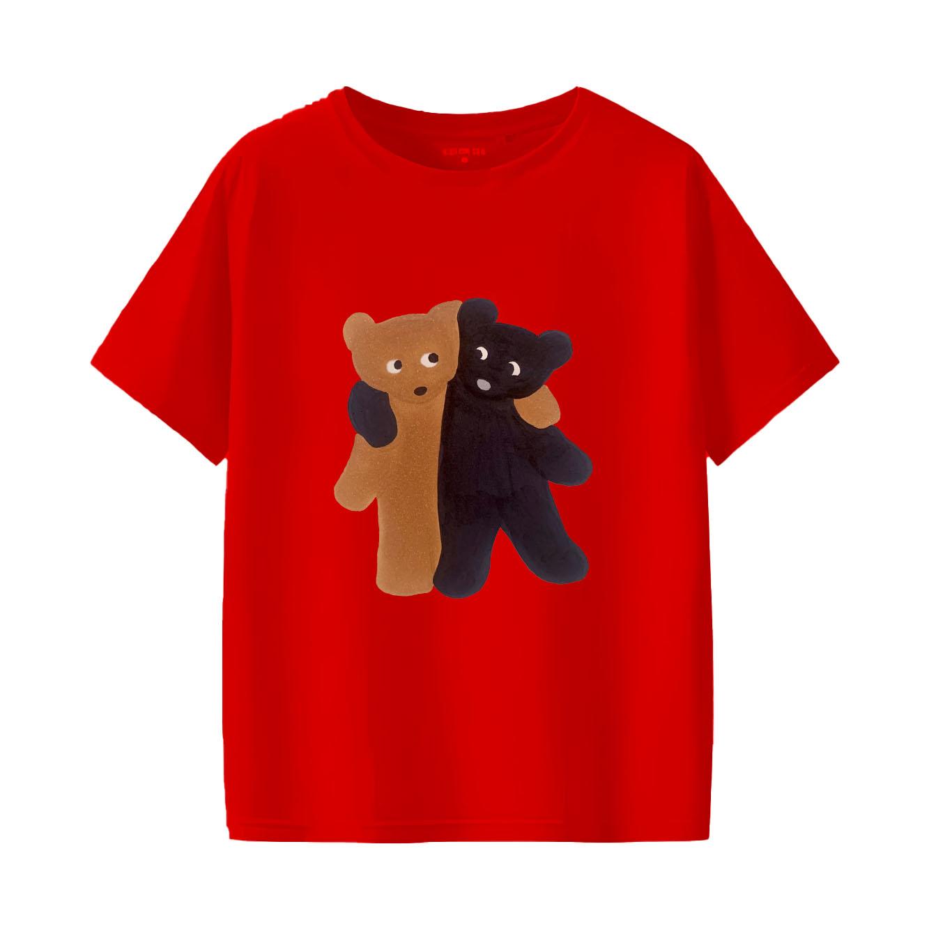 

Embracing bear print short sleeved round neck Womens Tshirt for spring and summer versatile Womens Tshirt 4XL