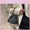 Chic And Compact Diamond-patterned Chain Bucket Bag For Daily Outfits