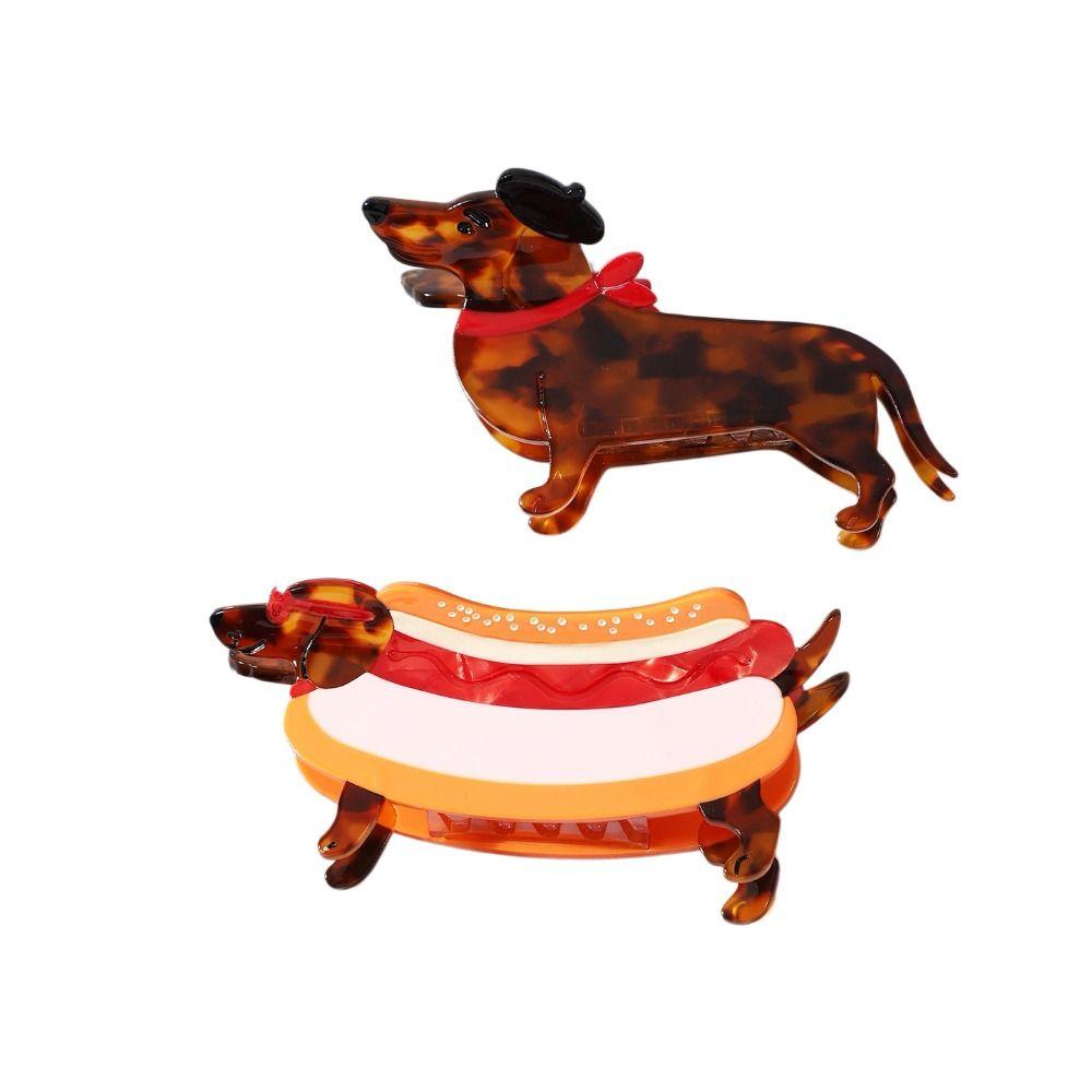 Large Sausage Dog Hair Clip Animals Acetate Grab Clip Cute Cartoon Hairpin Korean Style Headwear