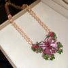 Vintage Rhinestone Resin Butterfly Necklace Earrings Luxury Women Jewelry