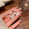 1 Pair Women White Butterfly Stud Earrings Hypoallergenic Lightweight Dual Butterflies Girls Metal Earrings Fashion Jewelry Accessories