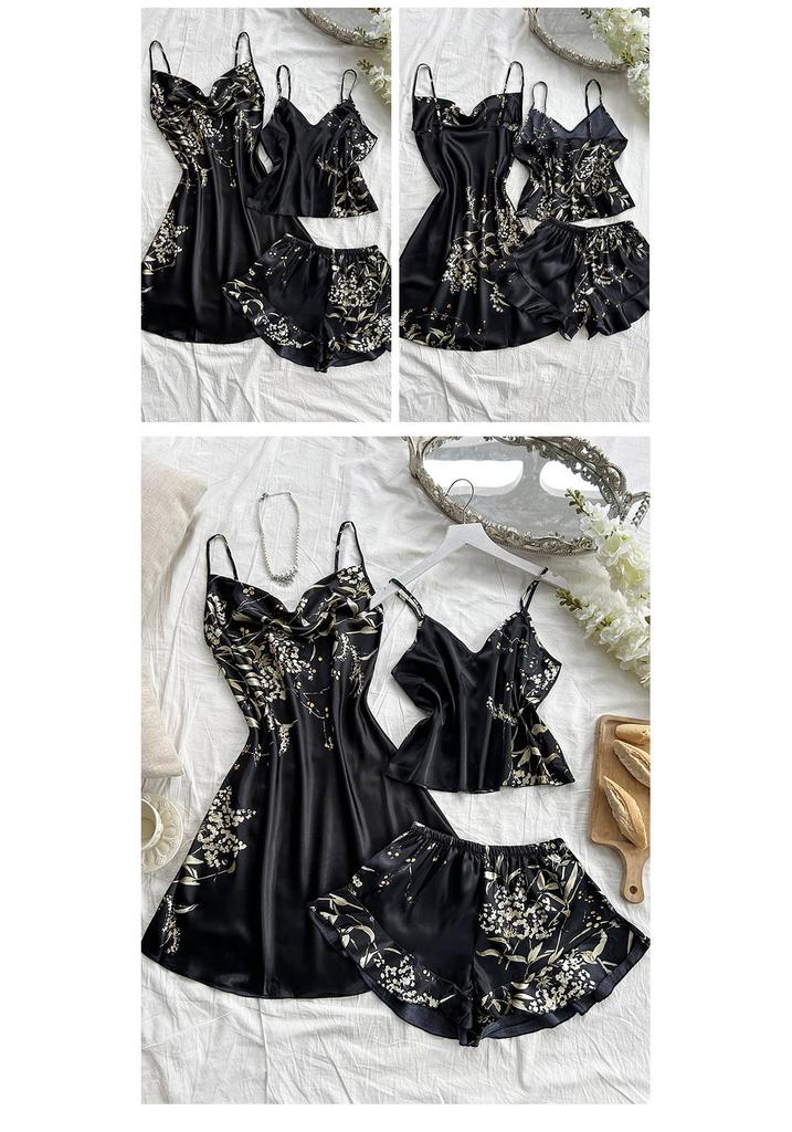 European-Style Silk Imitation Backless Slip Dress - Women's Summer Nightgown