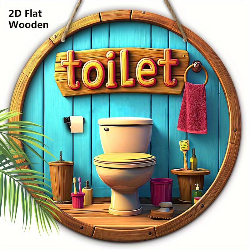 

Деревянная табличка для туалета с рисунком унитаза - Круглая табличка для подвесного декора на дверь туалета - Идеальное подвесное украшение для ванной 20cm/7.87in синий