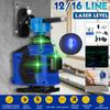 12/16 Lines Laser Levels Self-Leveling 360 Horizontal & Vertical Cross Super Powerful Green Light Laser Levels LED Display Blue EU / US Plug