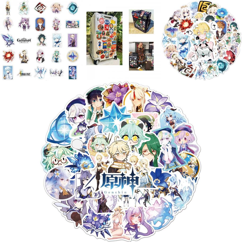 50pcs Genshin Impact Waterproof Stickers Reusable Adhesive Decoration