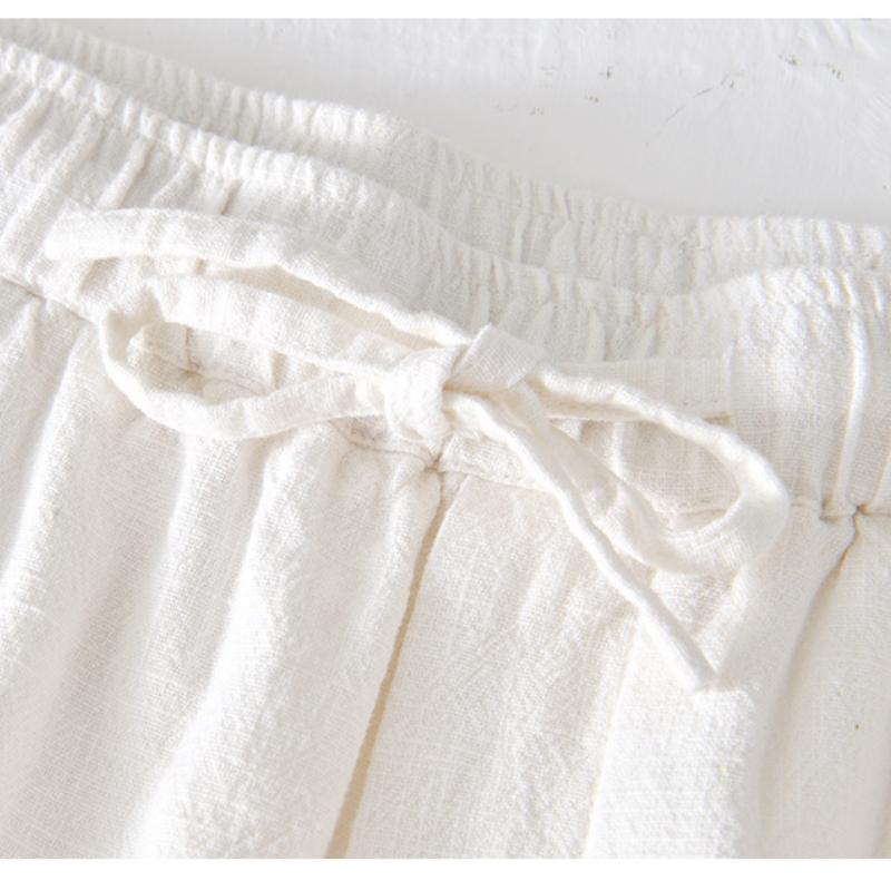 Summer Fashion Men's Shorts Youth Beach Baggy Short Pants Casual Solid Color Thin Cotton Linen Elastic Waist Shorts Breathable