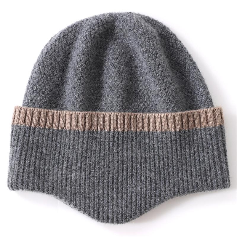Soft and Glutinous Cashmere New Autumn and Winter Unisex Color Matched Design Warm Ear Protecting and Cold Proof Knitted Hat