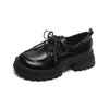 Thick Sole Loafers Women's College Style Retro Lace Up Small Leather Shoes Soft Sole Single Shoe Round Toe Platform Shoes Women