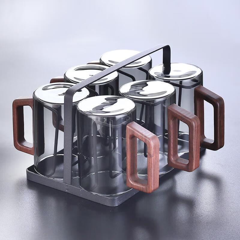 HANDUNYOU Glass Tea Cup Set with Holder