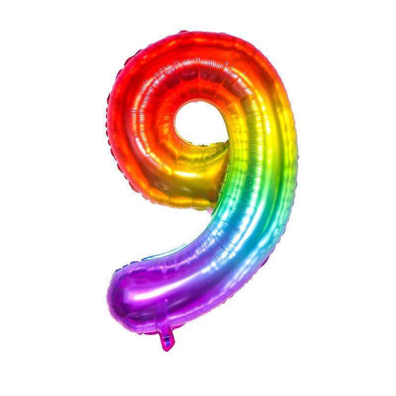 40" Rainbow Gradient Aluminum Foil Number Balloon Birthday Decoration Ornaments for Kids, Helium-Compatible