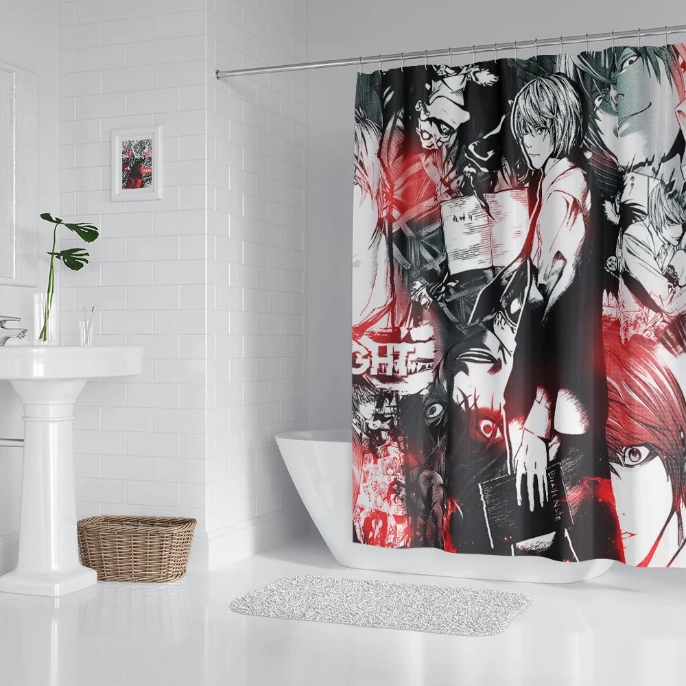 Anime Bathroom Curtain Polyester Fabric Shower Curtain 180 * 180CM With  Hooks Bathroom Accessories