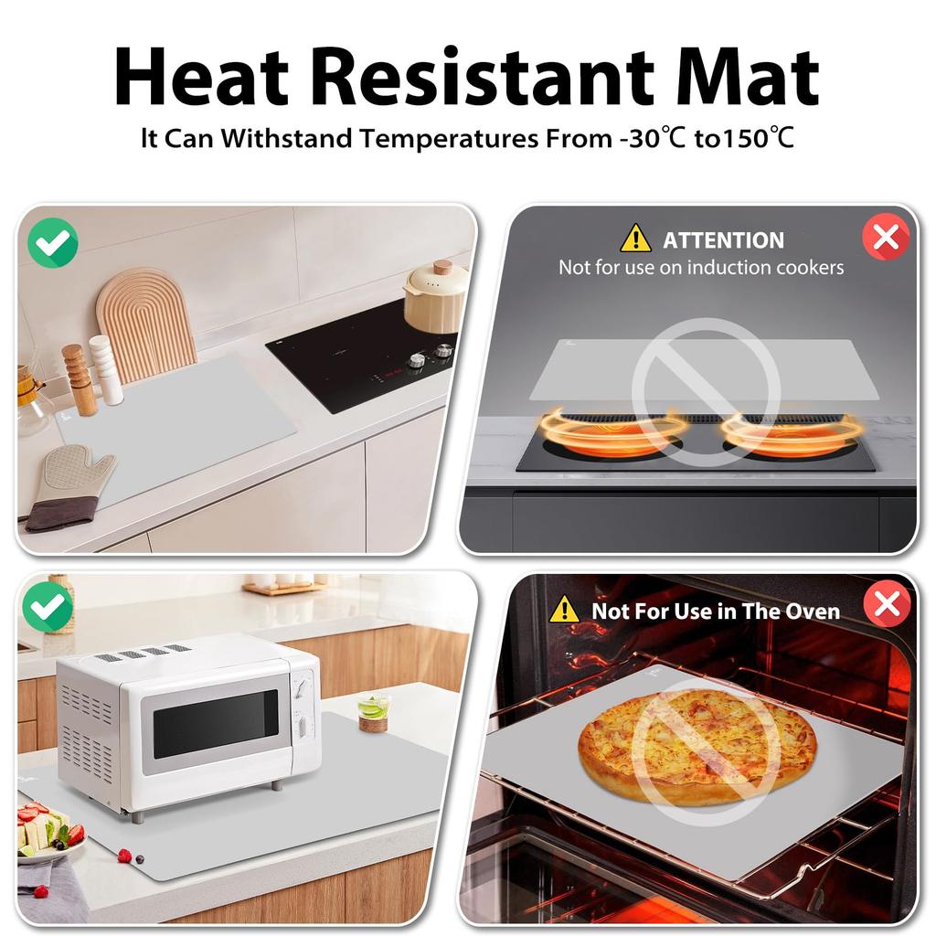 SUPER KITCHEN Silicone Countertop Protection Cooking Food Large Baking Kitchen Mat for Mat, Mat, Mat, Grade, Size, Mat, Bread/Cookies/Pizza
