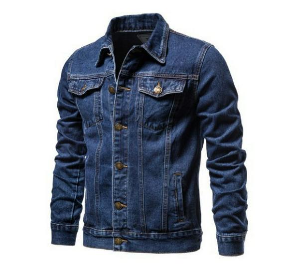 

2024 Men s Slim Fit Plus Size Denim Jacket - Autumn/Winter Fashionable Casual Cardigan Outerwear 5XL темно-синього кольору