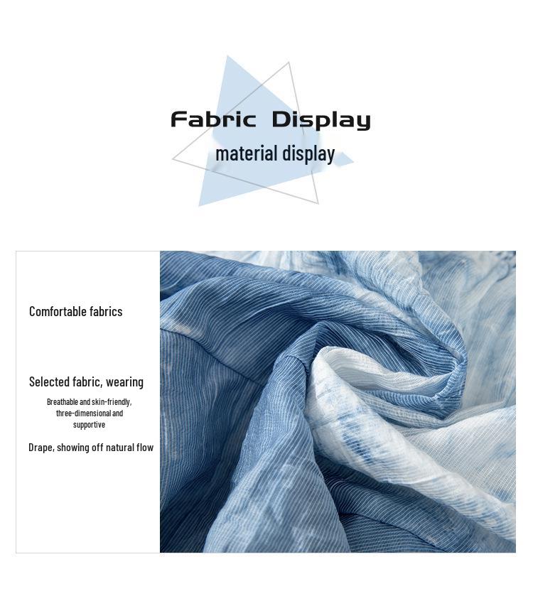 French Style Lotus Leaf Waist-Cinching Tie-Dye Dress - Short-Sleeved, Mid-Length Summer Skirt