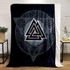 Nordic Valknut Symbol Design printed Flannel blanket for bedroom, living room, sofa, and nap