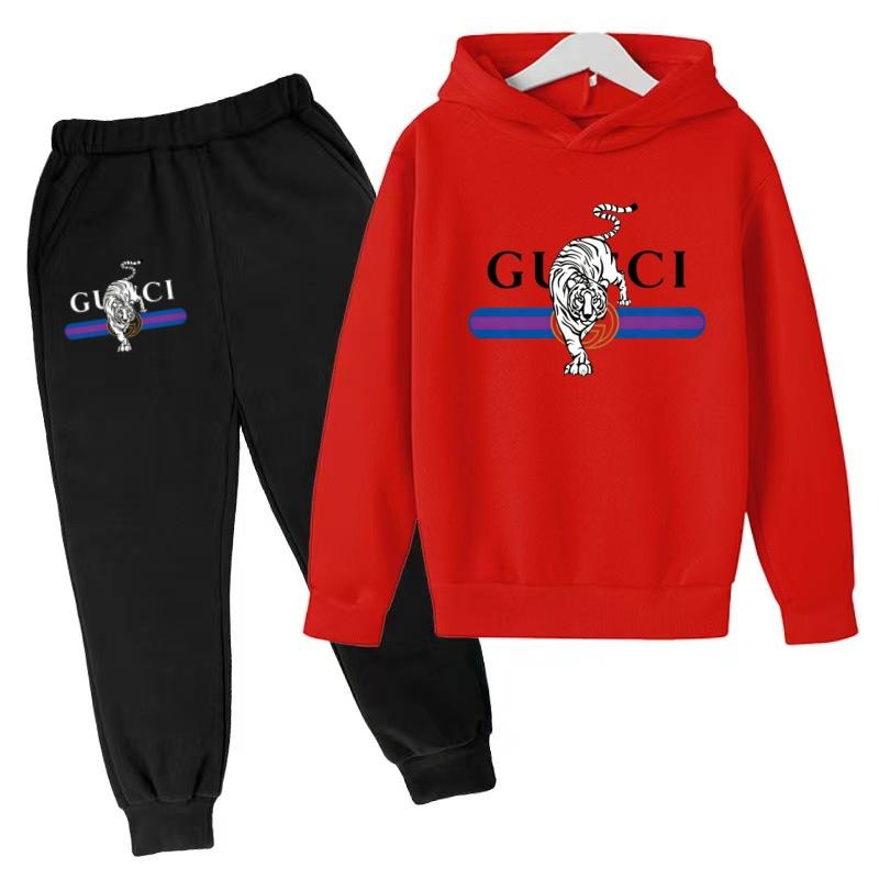 Children New Tiger Print Hoodie Clothes Autumn Winter Casual Long Sleeve Pullover 2pcs Top+Pants Brand Girl Boy 3-12Yrs Coat Set