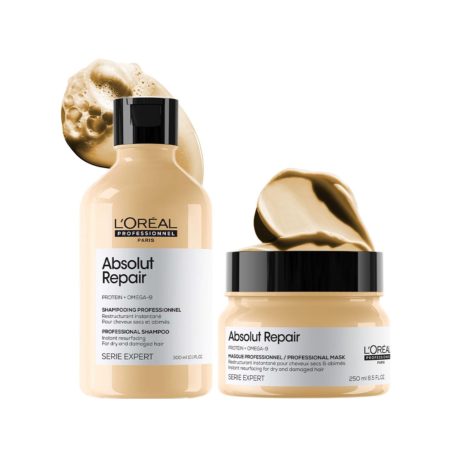 L Oréal Professionnel Шампунь и Маска Absolut Repair для Сухих и Поврежденных Волос - 300мл+250мл | Профессиональная Рутина для Укрепления и Восстановления Волос