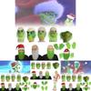 Grinch Half Face Mask With Green Hair And Whimsical Design For Christmas Celebrations