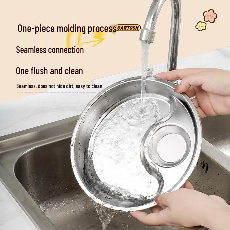 304 Stainless Steel Round Meal Tray for Kindergarten Students and Babies: Compartment Plate for Solid Foods and Dumplings