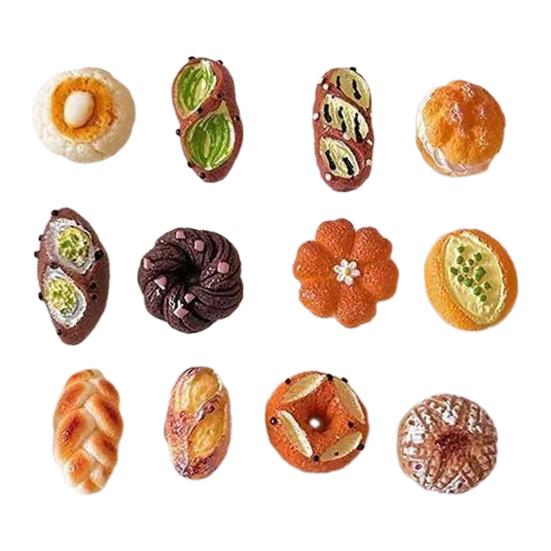 12Pcs Mini Bread Refrigerator Magnet Resin Simulated Food Decorative Fridge Magnet Memo Notes Photo Holder for Home Kitchen Office 12pcs