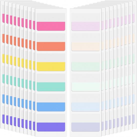 240PCS Sticky Index Tabs, Colored Strip Page Markers, Writable and Repositionable File Tabs Flags for Pages, Reading Notes, Classify Files, 12 Large-240pcs