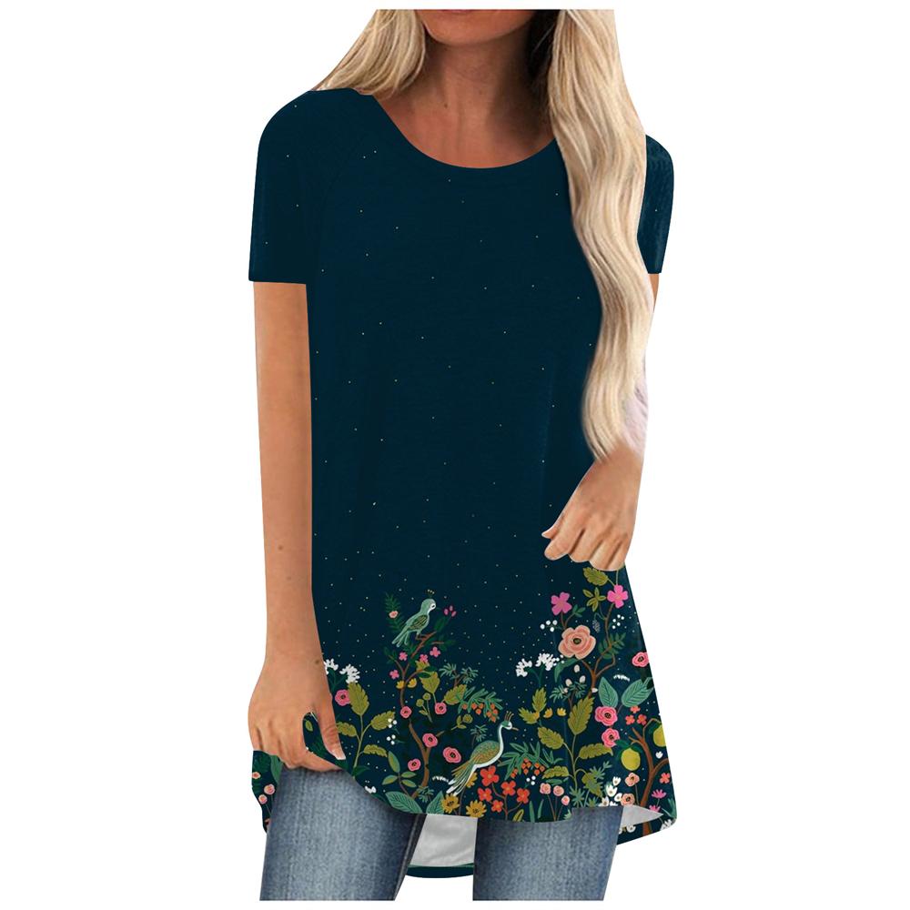 

Летние футболки с цветами и 3D-принтом, женская уличная одежда, винтажная футболка с коротким рукавом, туника, топы, футболки больших размеров, женская одежда XL