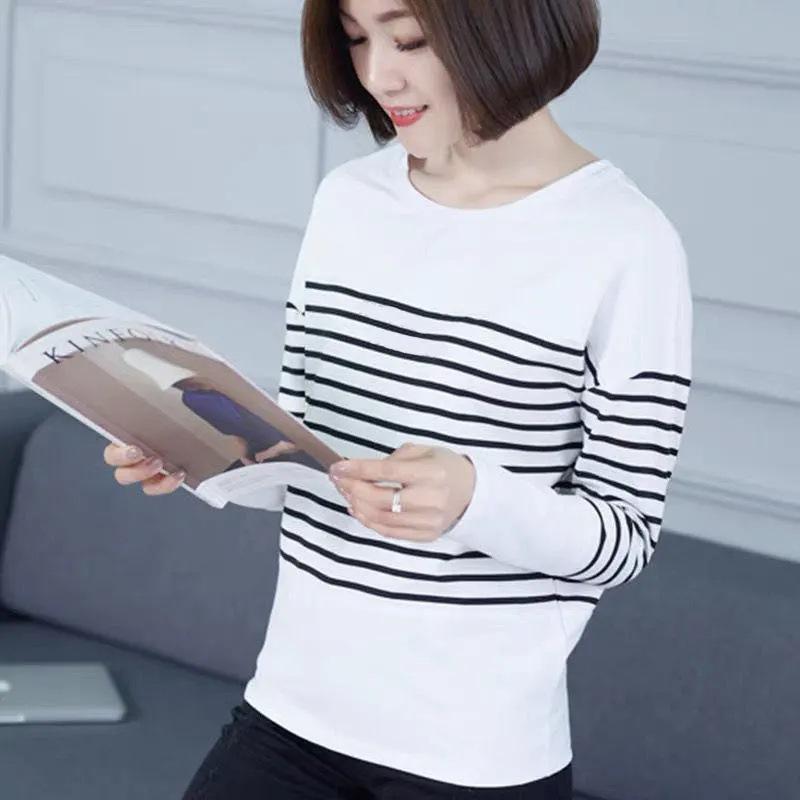 Women S Long Sleeve Striped T Shirt Loose Plus Size Casual Top