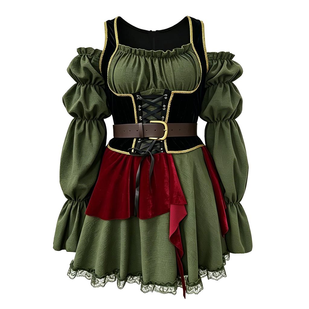 Halloween Costume Vintage Pirate Captain Dress Women Carnival Performance Outfit Medieval Stage Performance Costume