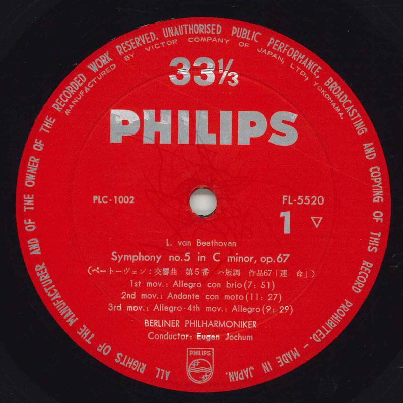 

LP Record BEETHOVEN - Symphony no5 Unfinished FL5520 PHILIPS - Japan Classical