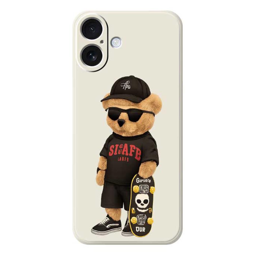 For iPhone 17 Case Cool Bear Pattern Printing Straight Edge TPU Phone Back Cover