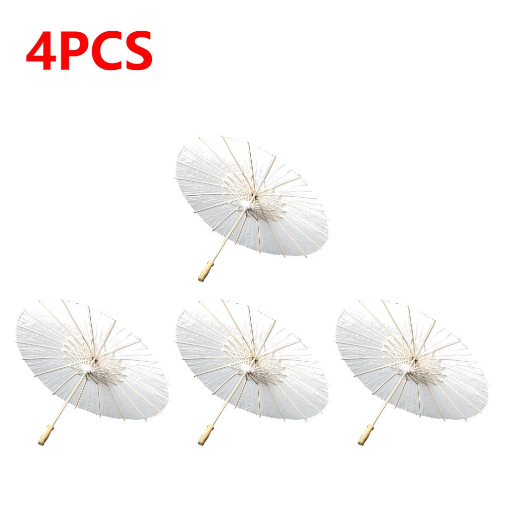 5-1PCS 60cm White Paper Parasol Umbrella for Wedding Party Favor Photo Props Wooden Hhandle Oiled Paper DIY Bamboo Umbrellas