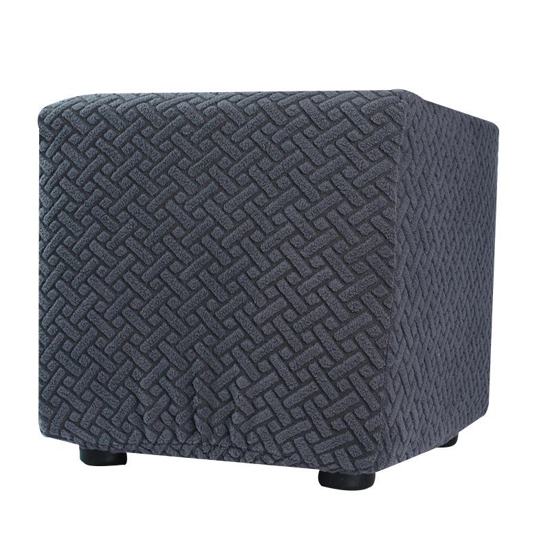 S/M/L Solid Color Jacquard Stretch Ottoman Stool Cover Washable Square Stool Covers All-inclusive Under Desk Footrest Slipcovers