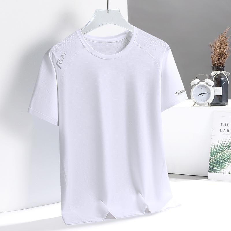 Men's Ice Silk Short Sleeve Summer Casual Plus Size Men's Sports Casual T-shirt