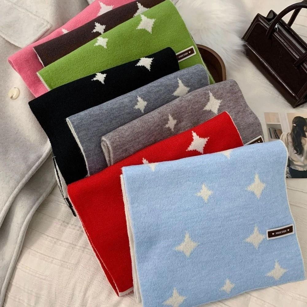 Soft Star Pattern Neckerchief Korean Style Cashmere Knitted Shawl Women Winter Scarf  Autumn Winter