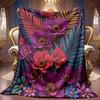 1pc 2D Vibrant Floral And Tropical Leaf Pattern Flannel Blanket, Soft HD Digital Print Cooling Blanket All-Season Use! Soft Breathable 100% Polyester 