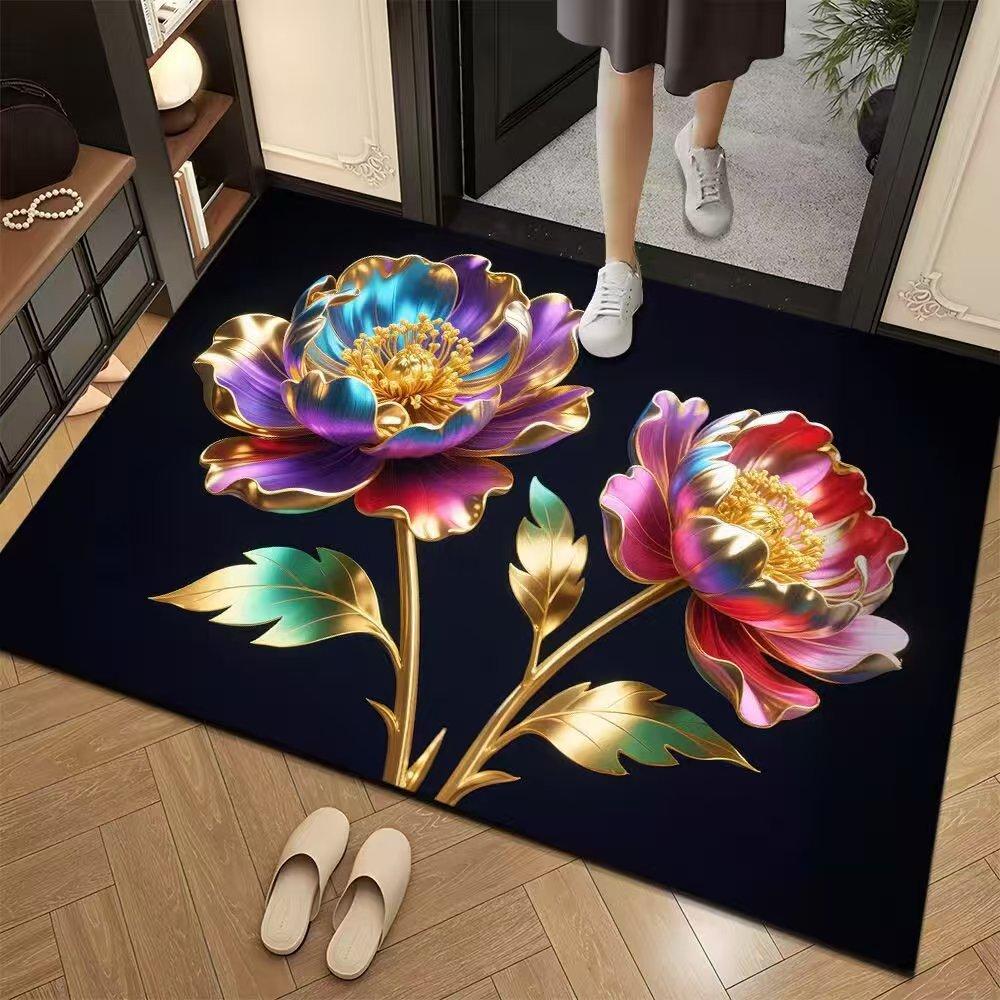 Floral Floor Mats Bathroom and Toilet Absorbent Anti Slip Floor Mats Entrance Door Mats Entrance Door Mats