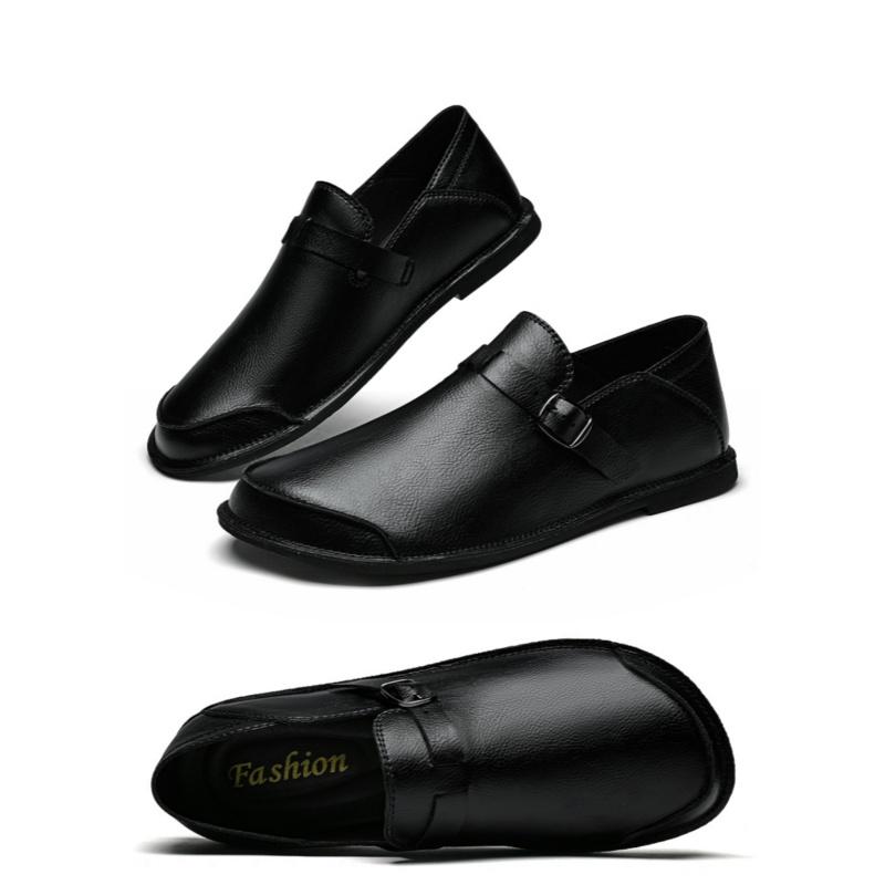 Summer Men'S Comfortable Casual Shoes Solid Color Retro Handmade Leather Le Fu Shoes Suitable For Business And Leisure Wear