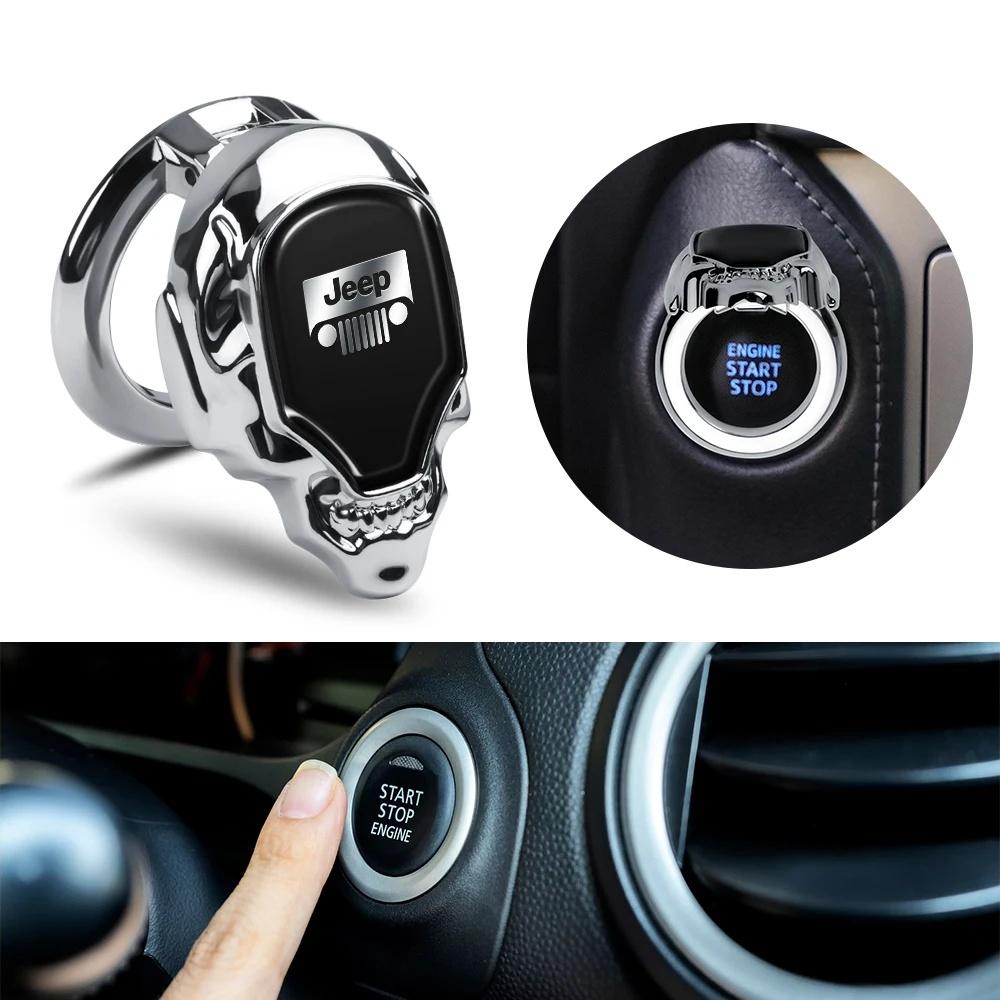 Metal Car Engine Start Stop Button Cover For Jeep Renegade Wrangler JK JL Grand Gladiator Anti-Scratch Protective Decor Cap ALZ1